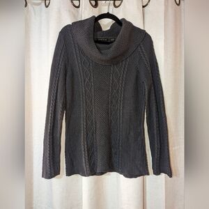 Deep Blue Undertone Gray Cableknit Sweater 100% Cotton